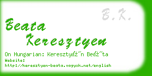 beata keresztyen business card